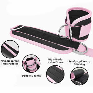 Correas de Tobillo Ajustables para Máquinas de Cable, Color Negro y Rosa, Correa de Tobillo Acolchada de Neopreno para Gimnasio - Product Image 2