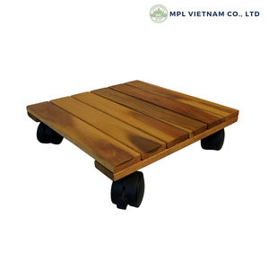 Caddy de plantes en bois carré moderne de haute qualité 30x30cm roues chariot de jardinière en bois support de déménagement pour la maison jardin centre commercial utilisation - Product Image 2