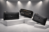Portefeuille long en cuir PU WRIZA, design tendance avec fermeture éclair sécurisée, élégant, pour un usage quotidien, durable, profil fin, idéal pour les voyages, pour hommes