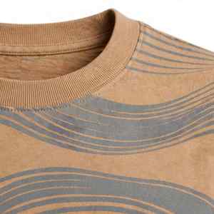 T-shirt unisexe NEXTEX Wave Line, gris camel, jersey de coton doux, col rond, t-shirt décontracté - Product Image 5