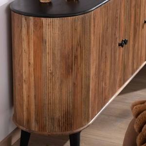 Vandana Autumn Origin 3-door <b>sideboard</b> in solid acacia wood, black top and legs Boogie - Product Image 6