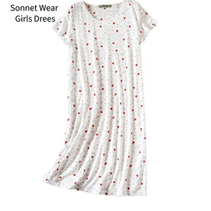 Robe de nuit pour filles, grande taille, 100% coton, manches courtes, col rond - Product Image 4
