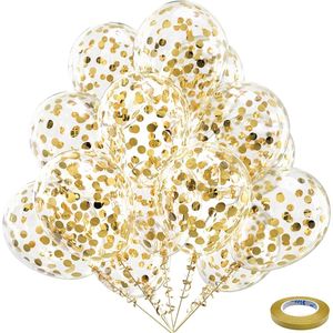Confezione da 60 Palloncini in Lattice Dorati da 12 Pollici con Coriandoli, Puntini di Coriandoli Dorati per Matrimoni - Product Image 1
