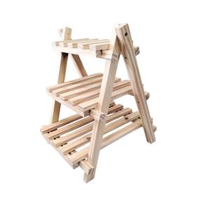 Support de plantes en bois à 3 niveaux, étagère de présentation de pots de fleurs pour l'intérieur et l'extérieur, finition en bois naturel, organisateur de bureau pour jardin et maison - Product Image 1