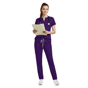 Ensemble de blouses médicales pour femmes, haut à manches courtes et col en V, pantalon cargo, uniforme d'infirmière, vêtements de travail pour hôpital, vêtements de soins de santé, vêtements de médecin et d'infirmière - Product Image 1