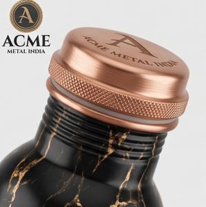 Elegante botella de agua de cobre con acabado de mármol negro, de alta calidad, duradera, a prueba de fugas, perfecta para la hidratación diaria, viajes, gimnasio y yoga. - Product Image 2