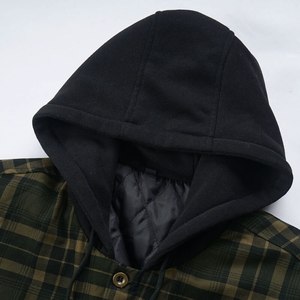 Veste de randonnée unisexe d'extérieur en toile patchwork, chemise-veste en flanelle à carreaux, doublure matelassée, épaisse, à capuche, pour l'hiver, en polaire - Product Image 6