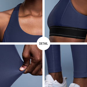 Pantalon de yoga taille haute personnalisé à compression et effet liftant, soutien-gorge de sport haute performance, ensemble de yoga couleur contrastée nude pour femme - Product Image 6