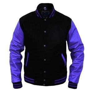 Blouson universitaire d'hiver personnalisé Letherman en laine/polyester avec broderie chenille, col montant, uni pour homme - Product Image 1