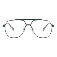 Lunettes de vue en acier inoxydable à double pont pour hommes, montures optiques carrées en métal, personnalisables avec logo pour marques et grossistes