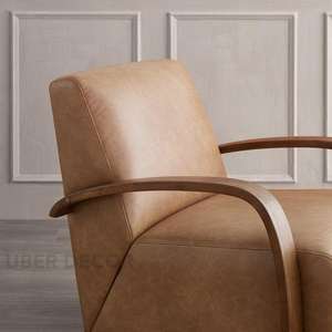 เก้าอี้พักผ่อน BREHANA สไตล์โมเดิร์นกลางศตวรรษ พร้อมที่วางแขนไม้แกะสลัก น้ำหนัก 10000 กรัม - Product Image 5