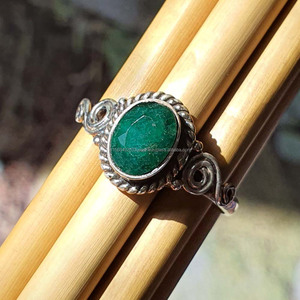 Vintage Designer Oxidized 925 Sterling Silver Toe <b>Ring</b> Unique Oval Cut <b>Emerald</b> Corundum for Weddings Engagements Wholesale Gift - Product Image 3