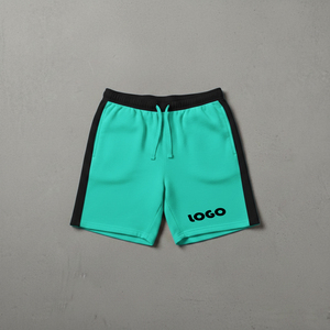 Shorts de jogging en coton vierge personnalisés pour hommes, vente en gros, grandes tailles avec empiècements élégants - Product Image 4