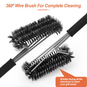 1 Set Stainless Steel <b>BBQ</b> Grill Cleaning <b>Brush</b> 18in Suitable Handle with Stiff <b>Wire</b> Bristles for Cooking Grates Grill Tools - Product Image 5
