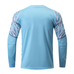 Men Long Sleeve Soccer Jersey Light Blue Geometric Print V-<b>Neck</b> Moisture Wicking Full Sleeve Sportswear Goalkeeper Jersey - Product Image 3