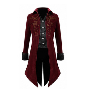 Custom Medieval Tailcoat Victorian <b>Coat</b> Gothic <b>Steampunk</b> Pirate Prince Renaissance Fantasy Cosplay Polyester Men's OEM - Product Image 1