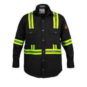 100% C-7 oz Hi Vis FR Shirt Vêtements de sécurité haute visibilité résistants aux flammes en petite taille noire petite - Product Image 1