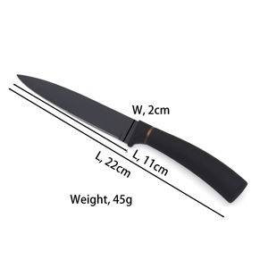 Juego de Cuchillos de Chef de Acero Inoxidable de 6 Piezas con Hojas con Recubrimiento Negro, Mangos de Madera, Diseño Ambidiestro para Uso Doméstico y para Frutas - Product Image 6