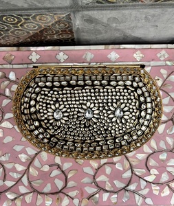 RESIN CLUTCH WITH <b>WHITE</b> COLOUR and KUNDAN WORK ENVIRONMENT PARTY WEAR HANDWORK - Product Image 5