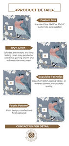 Serviette brodée délicate avec motif d'oiseau, parfaite pour une décoration raffinée de la table à thé. - Product Image 3