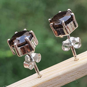 Boucles d'oreilles en quartz fumé en argent sterling 925 faites à la main bijoux en gros plaqué or pour les mariages cadeau - Product Image 2