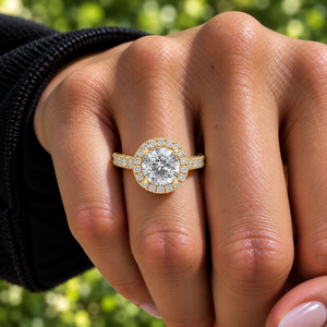 Anillo de compromiso clásico para mujer con halo oculto de diamantes cultivados en laboratorio, chapado en oro de 14K/18K y rodio, 1.17Ct DEF VVS, ODM - Product Image 2