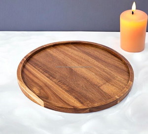 Plateau de service à café en acacia véritable Plateaux en bois de haute qualité pour l'affichage des fruits et de la malbouffe Plateaux d'hôtel de style nouveau - Product Image 1