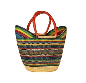 Wholesale Multi Seagrass <b>Handbags</b> Luxury Leather Handle Custom Women <b>Straw</b> <b>Handbag</b> Eco Friendly Summer Beach Bag OEM - Product Image 1