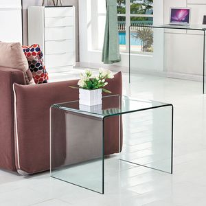 Transparent Tempered <b>Clear</b> Bent Glass End <b>Table</b> Stylish Coffee Side <b>Table</b> - Product Image 1