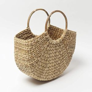 Handwoven Natural Straw Handbag with Wooden Handles Eco Friendly Summer Tote Purse - Product Image 5