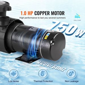 Bomba para Piscina de 1 HP, 80 GPM, Velocidad Única, 120V, 3450 RPM, 36 pies Máx. Bomba de Agua para Piscina Elevada con Alcance Máximo de 36 pies Elevación de Cabeza - Product Image 3