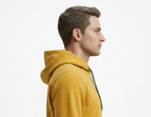 Sweat-shirt à capuche jaune moutarde pour homme, coupe classique, en molleton, décontracté, pour l'automne, avec poche avant - Product Image 6