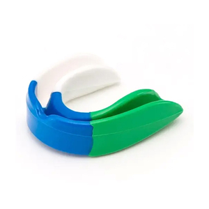 Protège-dents en silicone moulable vert bleu blanc, ajustement universel, léger, équipement de protection sportive pour la boxe, adultes - Product Image 1