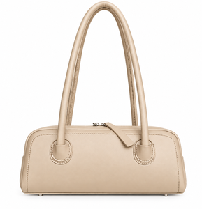 Sac Boston vintage en cuir PU beige à bandoulière unique, sac à main sous le bras, fermeture éclair, portable pour le quotidien et les activités extérieures - Product Image 3