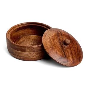 Casserole artisanale en bois de manguier avec couvercle en émail à motifs d'oiseaux et de fleurs, réchauffe-plats haut de gamme, bol de service artisanal pour cuisines de luxe - Product Image 2