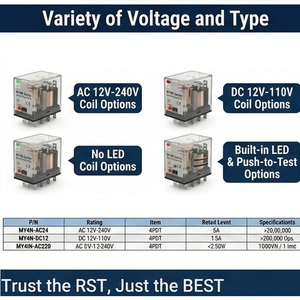 Relé de Uso General de Alta Calidad Serie MY4N 4PDT 14 Pines con Indicador LED 5A Relés de Control AC/DC 24vdc - Product Image 4