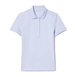 Polo en maille à manches courtes pour femme, col rabattu, bleu ciel uni, décontracté, pour le golf, pour adultes - Product Image 1