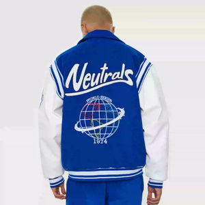 Custom Unisex Vintage Varsity Bomber <b>Jacket</b> High Quality Wool Body Leather Sleeves Letterman Baseball <b>Jacket</b> with Embroidery Pat - Product Image 5