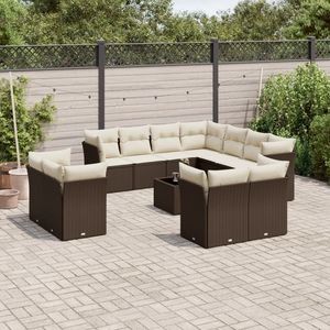 Ensemble de canapés de jardin Brond en rotin PE marron avec pieds réglables, design contemporain, coussins en mousse haute densité - Product Image 3