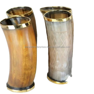 Buffle boeuf AfricanHorn bière Viking Vintage corne tasse à collectionner corne verres pour la maison et l'hôtel du fournisseur indien - Product Image 1