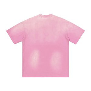 T-shirt rose délavé de haute qualité pour homme, style vintage, effet délavé par pulvérisation, coupe lourde, épaules tombantes, streetwear, t-shirt vierge, vente en gros - Product Image 2