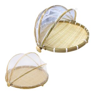 Premium Vietnamese BAMBOO <b>TRAY</b> with Mesh Cover Handmade Food Storage Basket Home Decor - Product Image 1