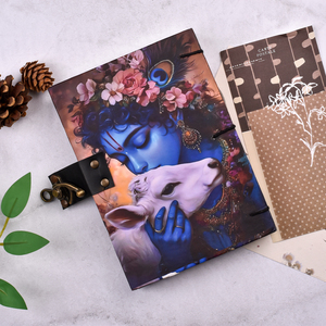 Lord Krishna with Cow <b>A5</b> Handmade Lock Notebook 100 Pages Spiritual Vintage Diary | Premium Devotional Journal Eco Friendly Book - Product Image 2