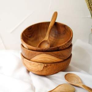 Bol en bois naturel intelligent, jetable, écologique, résistant à la chaleur, compatible lave-vaisselle, finition lisse, pour salades, soupes, riz, cuisine - Product Image 2