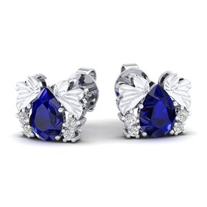 Boucles d'oreilles REYES en saphir bleu de 1,5 carat, nouvelle arrivée, forme poire, or 14 carats, moissanite, bijoux faits à la main, mode féminine - Product Image 5