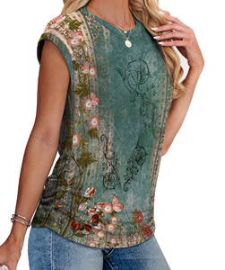 Camiseta de Algodón Estampada para Mujer, Diseño Gráfico, Camiseta de Manga Corta para Dama, Suave y Transpirable, Camiseta de Algodón Estampada de Verano - Product Image 4