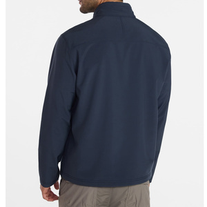 Men's Dark Blue Fleece Jacket Stand Collar Zipper Closure Windproof Casual Outerwear Regular Fit Polyester Material Autumn Wear - Product Image 2