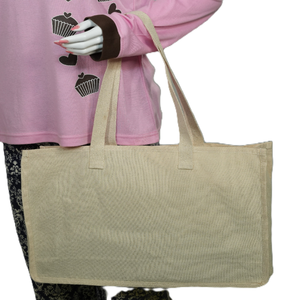 Bolsa de Tela de Algodón 100% Orgánico con Logotipo Personalizado, Ecológica, Reciclable, para Compras, Color Beige Natural, Asa Larga - Product Image 3