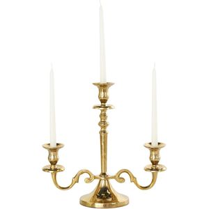 Candelabro de metal dorado de 3 brazos, portavelas de lujo para centro de mesa de boda, candelabro para velas cónicas, para decoración del hogar, hotel o fiestas. - Product Image 1