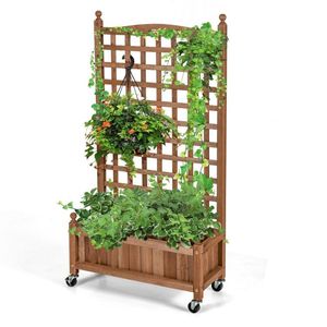 Jardinière mobile en bois de 50 pouces avec treillis, potager surélevé pour plantes grimpantes, pots et jardinières - Product Image 3